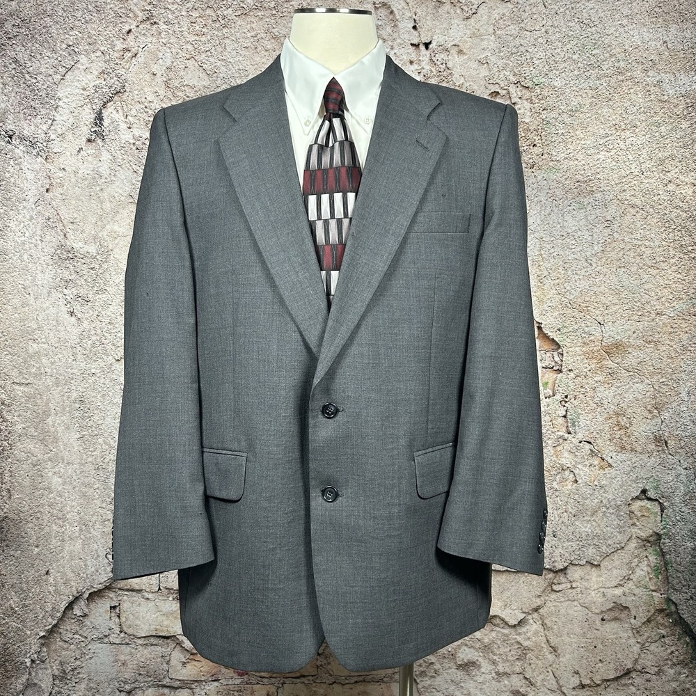 Vintage Burberrys Men's Blazer Sport Coat Jacket 100% Wool Gray FLAWS SEE PICS